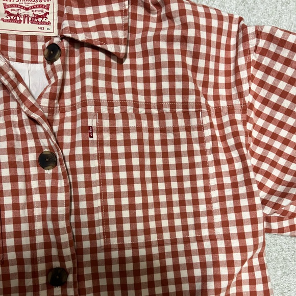 Levi's burnt orange and White gingham coat- size XL - Picture 5 of 6